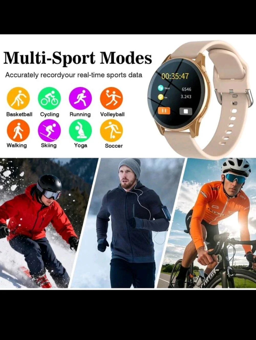 Black Smartwatch with Fitness Tracking - Unbranded